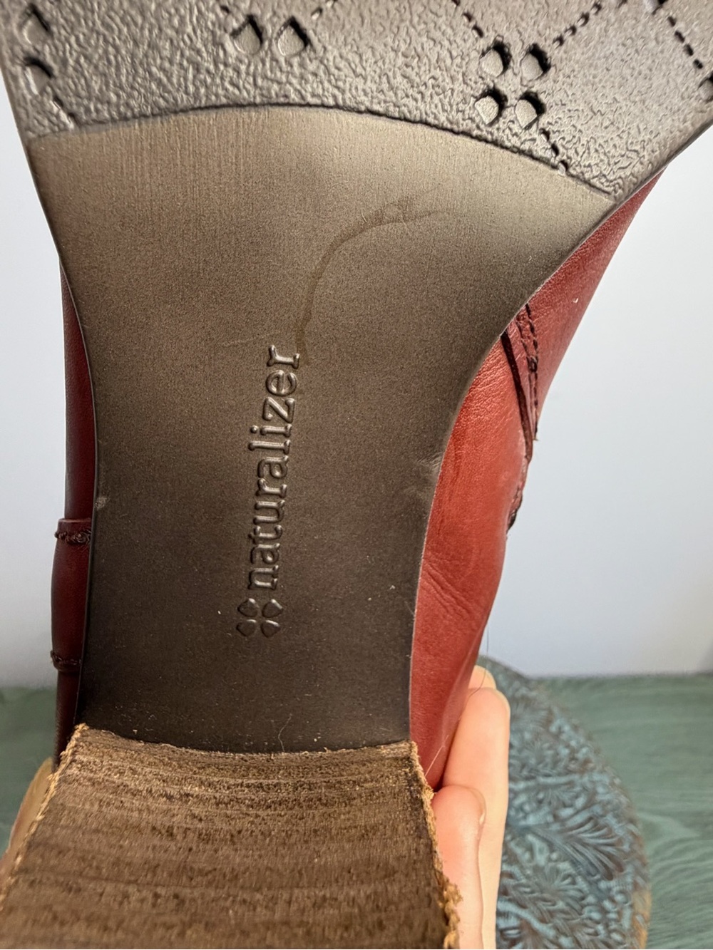 Like New! Naturalizer Cognac Suede Leather Knee High Heeled Boots size 12 - Picture 7 of 14